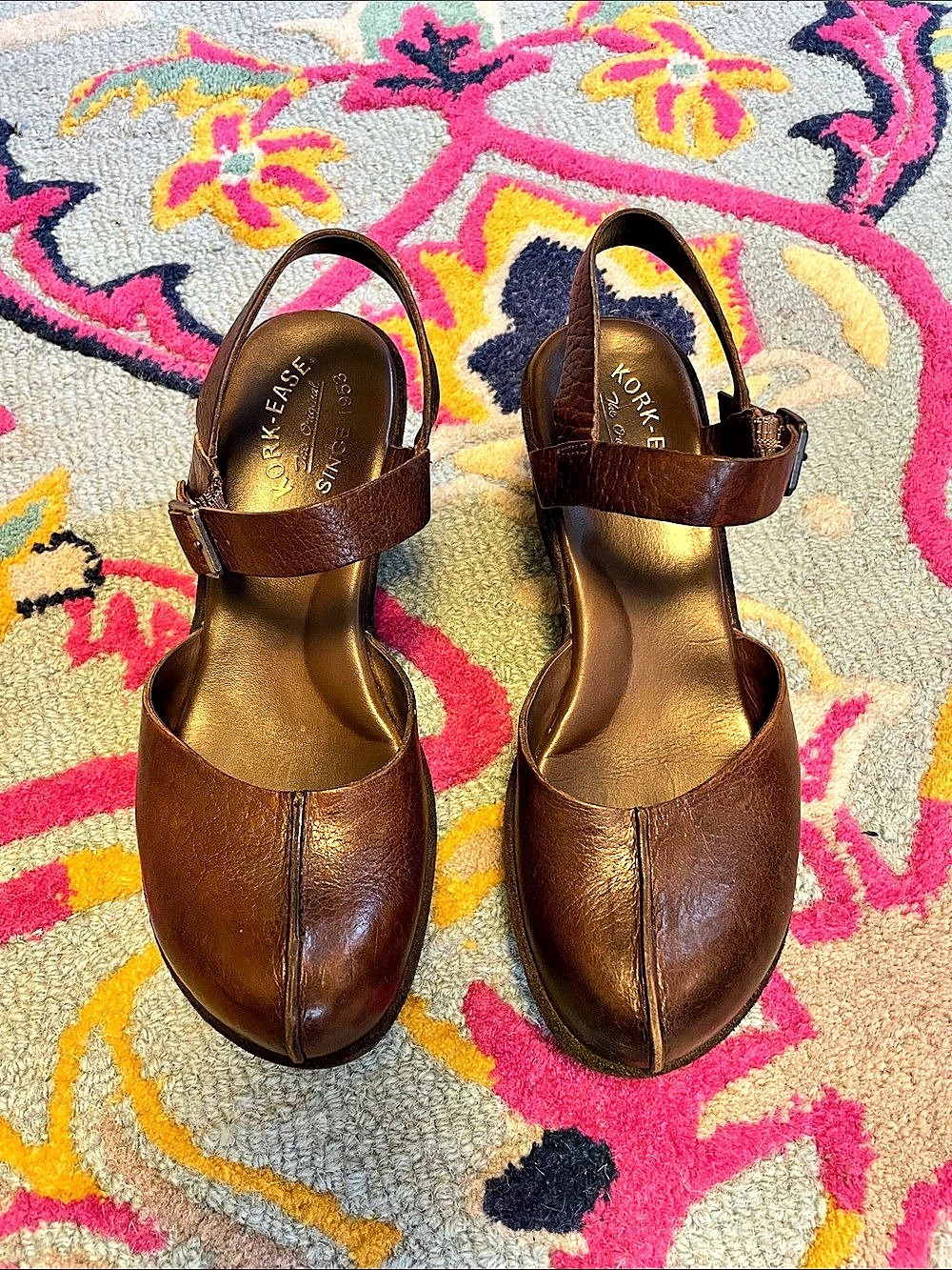 Kork-Ease Leather Mary Jane Platform Wedge Heels in Brown US 8 - Picture 2 of 6